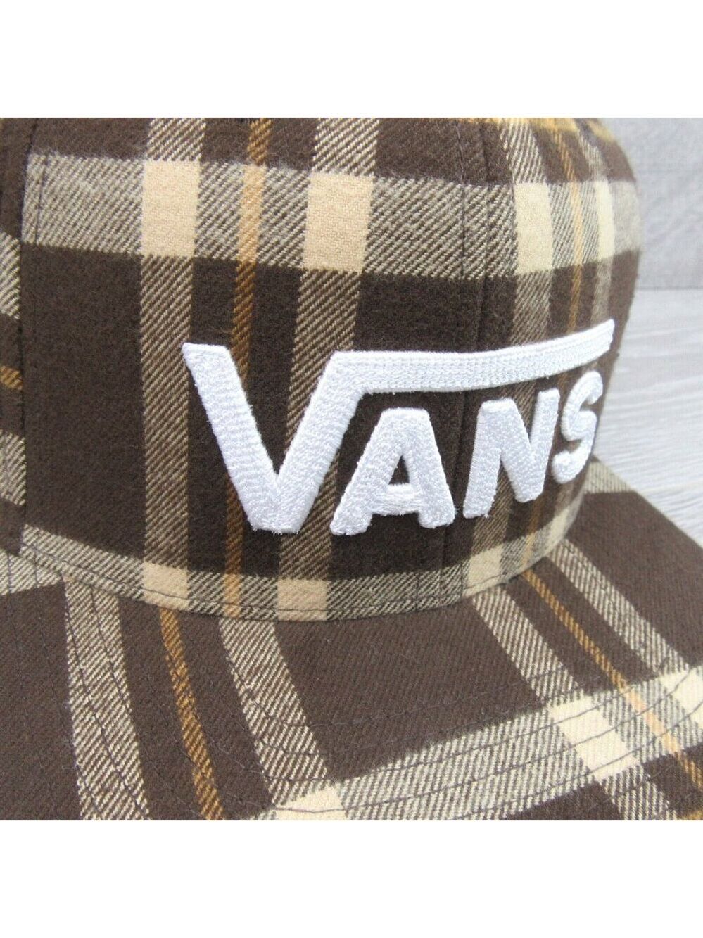 Vans Drop V Brown Plaid Flannel Snapback Hat Cap OS NEW - Picture 4 of 16